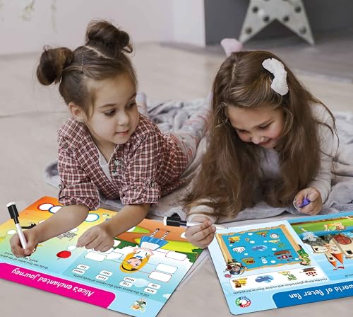 Image of SEARCH & FIND EXPEDITION activity mat, FAIRY LAND ADVENTURES activity mat, ANIMAL KINGDOM activity mat and GIANT AT THE MALL COLOURING POSTER | Combo of 3 activity mats with pen and 1 colouring poster