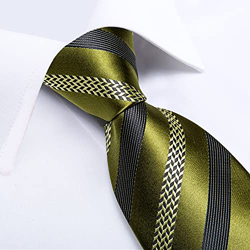 Image of DiBanGu Mens Striped Tie Silk Woven Necktie and Pocket Square Cufflinks Tie Clip Set Wedding Business Formal Gift Tie for Men