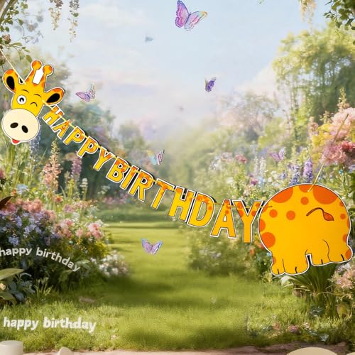 Birthday Party Decorations, Jungle Theme Party Decorations, Safari Parties Decoration-HSC Unique Giraffe Silhouette Birthday Banner for Kid Wild One Celebration, Baby Shower Animal Themed Parties