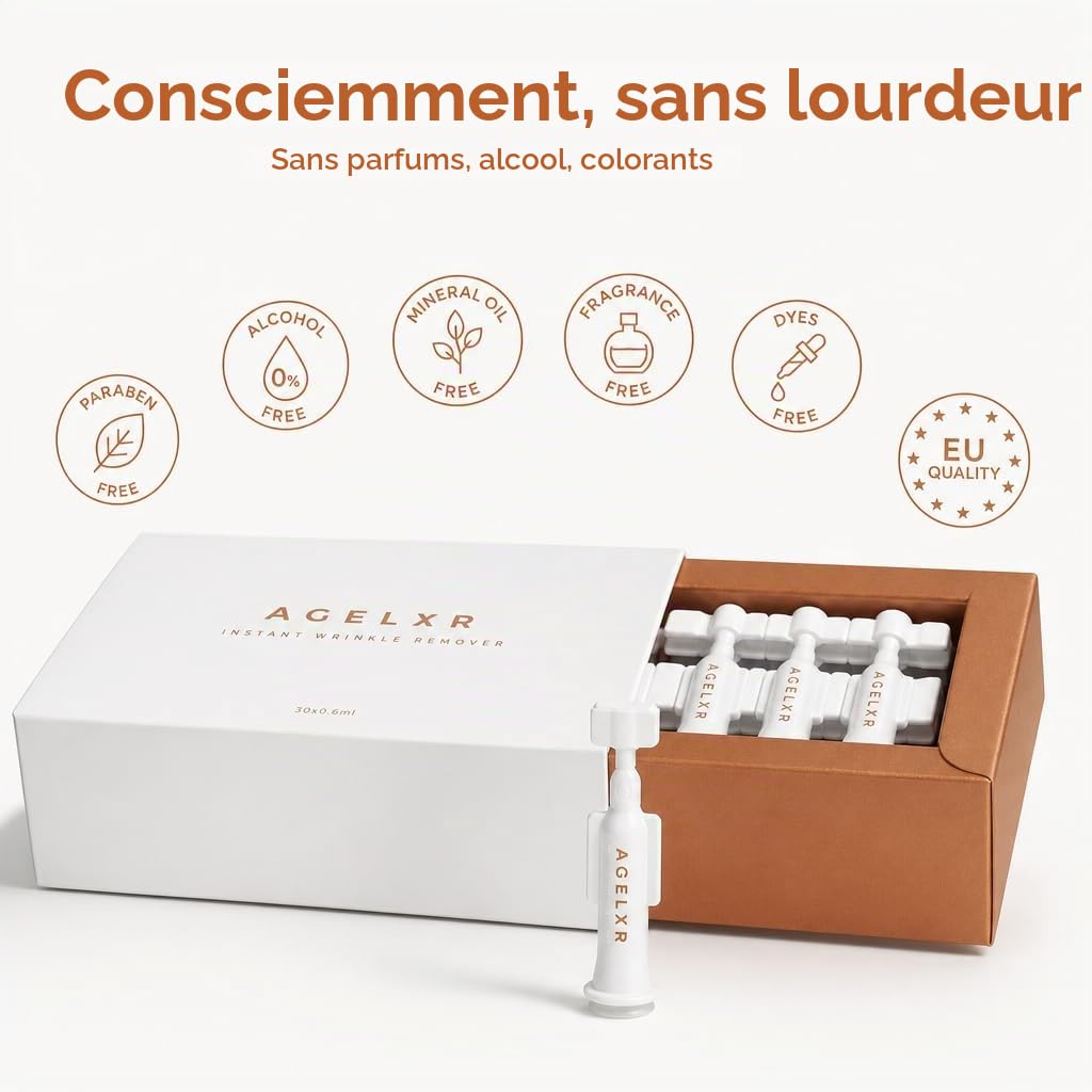 Sérum Instantané Anti Rides - Anti Taches et Anti Cerne Yeux - Crème Visage Anti-Âge à Base d’Argireline® - Raffermissante et Liftante - AGELXR (30 Ampoules à 0.6ml) - pour Femmes et Hommes