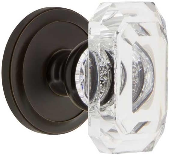 Grandeur 828204 Circulaire Rosette Double Dummy with Baguette Crystal Knob in Satin Nickel