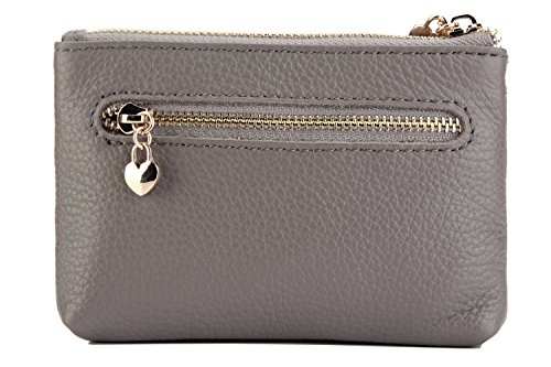 ZOOEASS Women Genuine Leather Zip Mini Coin Purse With Key Ring Triple Zipper Card Holder Wallet2