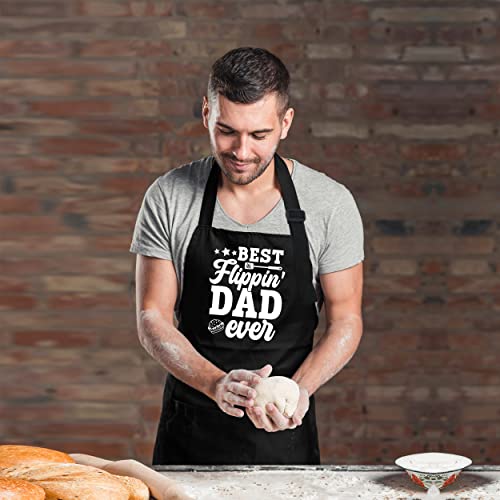 Apasin: Best Flippin' Dad Ever Apron - Funny Apron For Men With Pockets - Gift For Your Dad, Your Father, Your Grandpa, Your Grandfather On Father's Day, Birthday, Christmas Day Or Any Occasions #TOP4