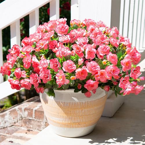 HyeFlora Artificial Faux Outdoor Flowers Plants for Spring Summer Decoration,