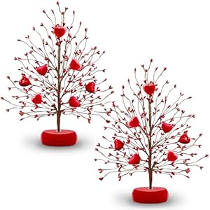 TURNMEON Valentinstag Baum mit roten Herzen, 2 Stück