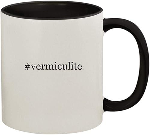 #vermiculite - 11oz Ceramic Colored Handle and Inside Coffee Mug Cup, Black