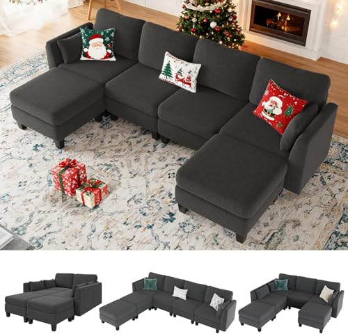 Huatean Home Modular Sectional Sofa, Convertible U Shaped Sofa Couch