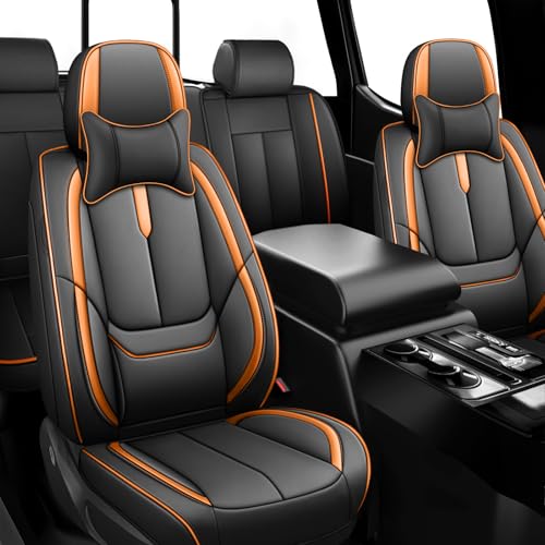 Image of Seat Covers for Chevy Silverado 1500 2007-2026 (Black&Orange, Luxury 5 Set)