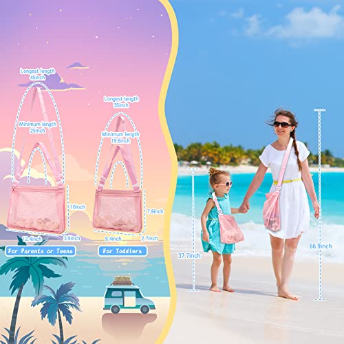 Tagitary Beach Toys Mesh Bag Beach Shell Bags Sand Toys For Picking Shells, Swimming Pool Bag With Zipper Beach Vacation Essentials Including 2Pcs Of Different Size For Kids And Parents(Only Bags) #TOP1