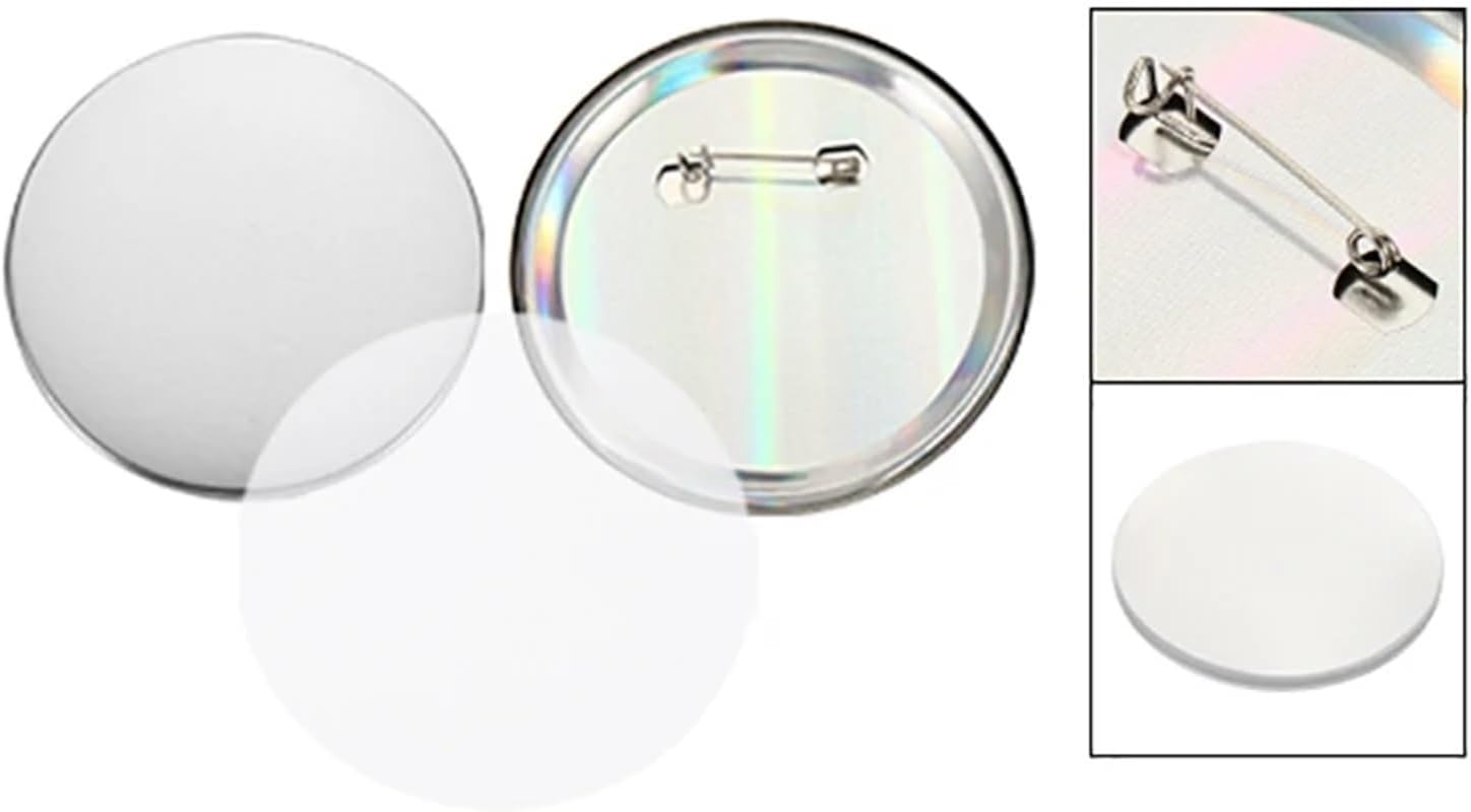 Button Pins 100pcs Blank Badge Pin Button Maker Parts Metal DIY Button Material Supplies Reflective Back(100pcs 5cm)