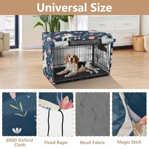 Housse de cage pour chien M licorne et fleurs imperméable et coupe-vent