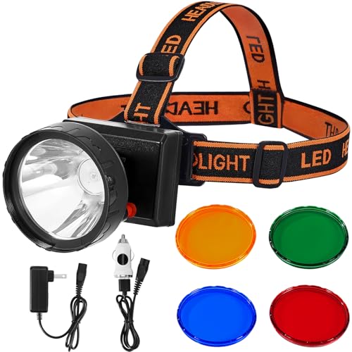 GearOZ 4W Dimmable LED Hunting Lights 25000 LUX(200LM) Hunting Headlamp IPX5 Waterproof Rechargeable Camping Hiking Fishing Bright Head Light, 4 Optical Filters for Coon, Coyote, Hog, Ducks Hunting