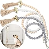Patelai 3 Pcs Dog Bell for Door Potty Training Decorative Hanging Dog Door Bells Wooden Beads Adjustable Small Puppy Supplies for Pets Puppies Potty Training Accessories, 3 Colors