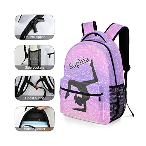 Girl_s Gymnastics Watercolor Personalized Backpack Waterproof Bags for Girls Boys Gift with Name4