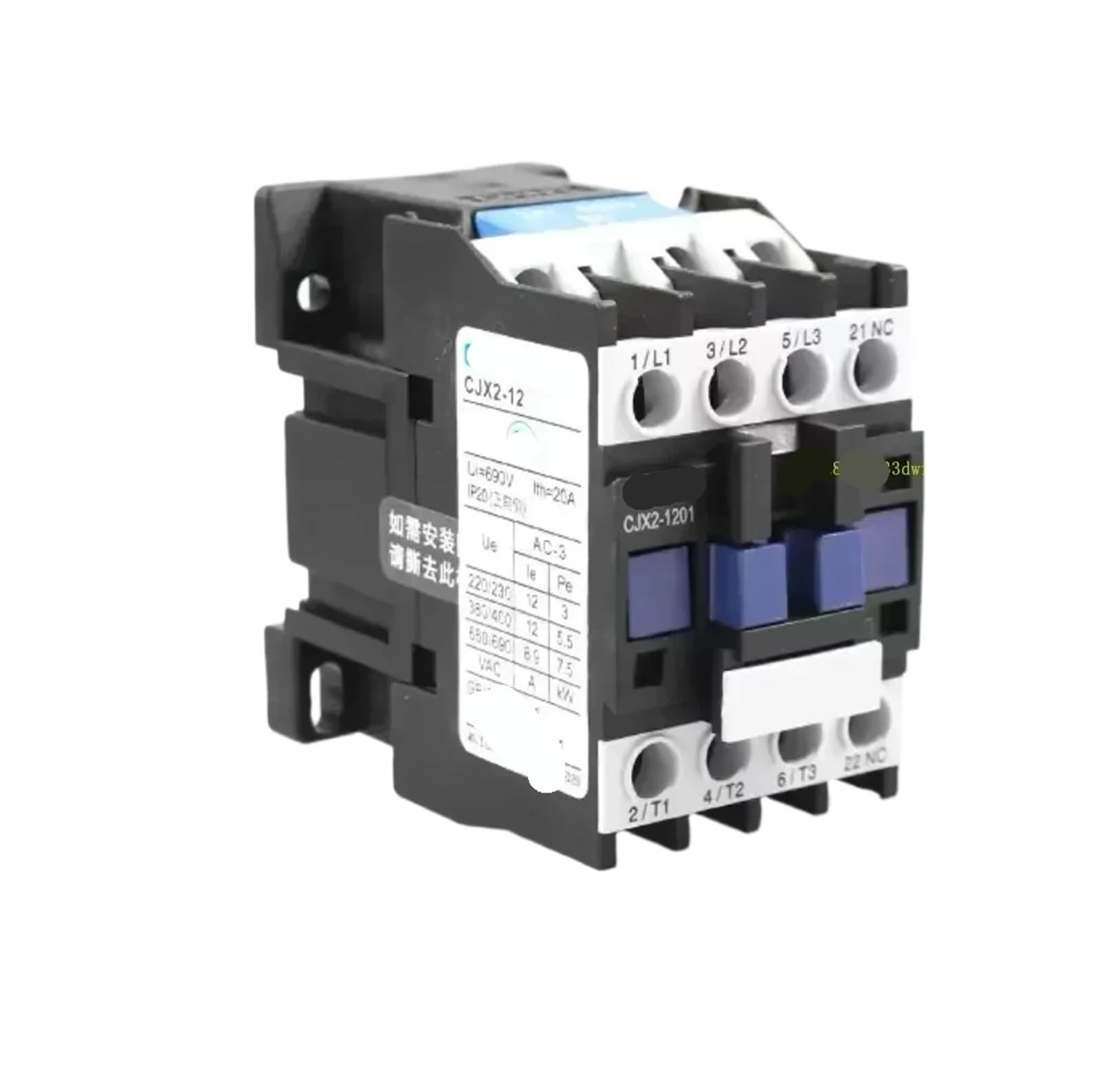 HUUOQIWY CJX2 LC1 AC contactor Three-Phase Coil Voltage 380V 220V 110V 36V 24V Rail 1NO 1NC LC1D 9A 12A(Cjx2-1201,36V)