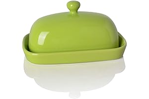 Sweejar Ceramics Butter Dish with Lid, Butter Keeper Container, East/West Coast Butter, Green