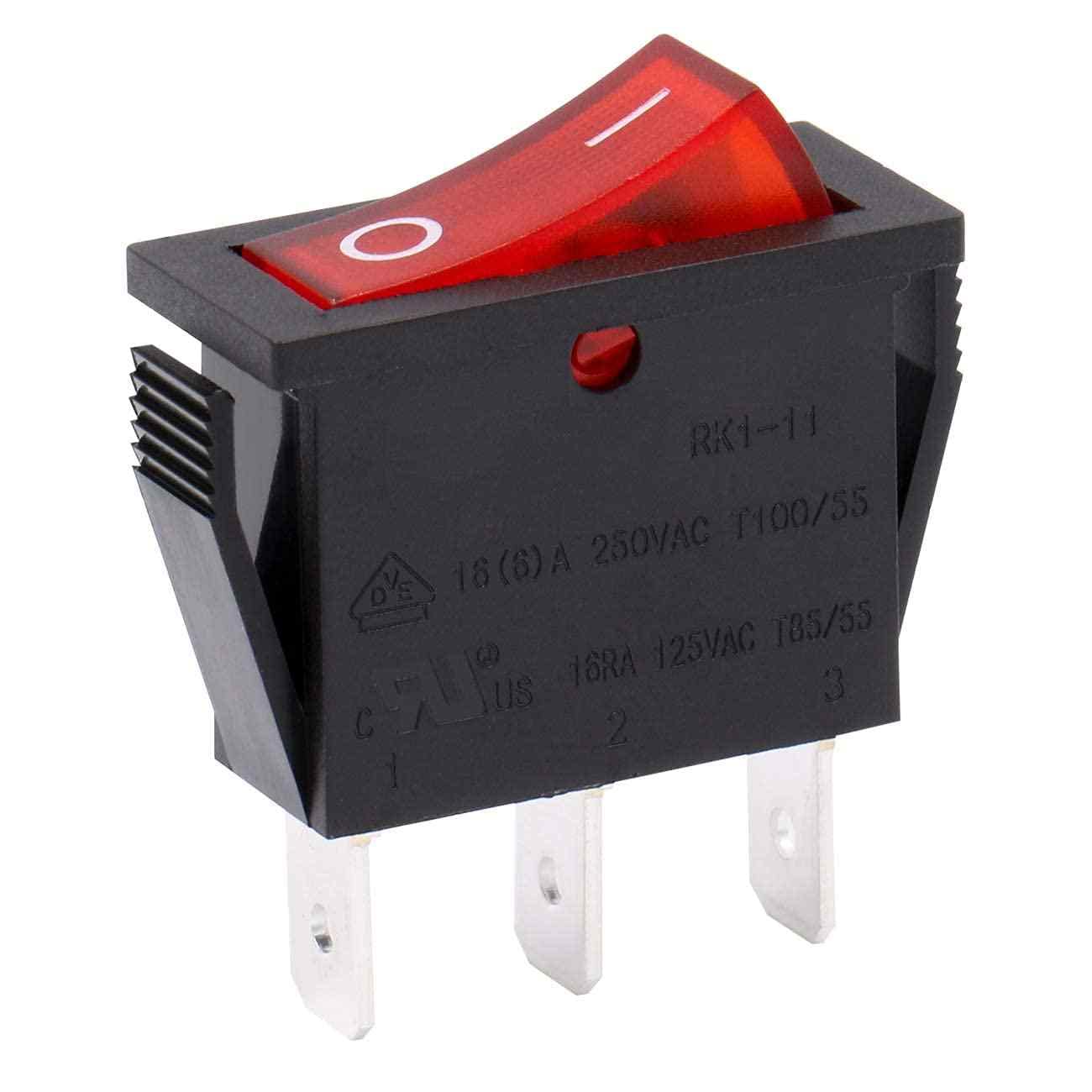 AUTOZOCO Interruptor basculante ON-OFF SPST 3 vias con led, 20 A, interruptor auxiliar luz, controlador eléctrico botonera, boton interruptor con luz led Rojo
