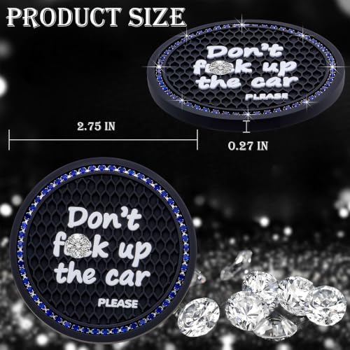 Portavasos para carro cristal strass 2 piezas 2.75 pulg miniatura 2