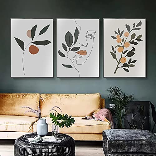 Affiches d'art mural premium peinture femme et feuillage abstrait grand format