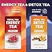 Total Tea Detox Guayusa Energy Tea - All Natural Herbal Caffeinated Tea Cleanse - Energy & Focus - Coffee Substitute - 25 Tea Bags for Men and Women