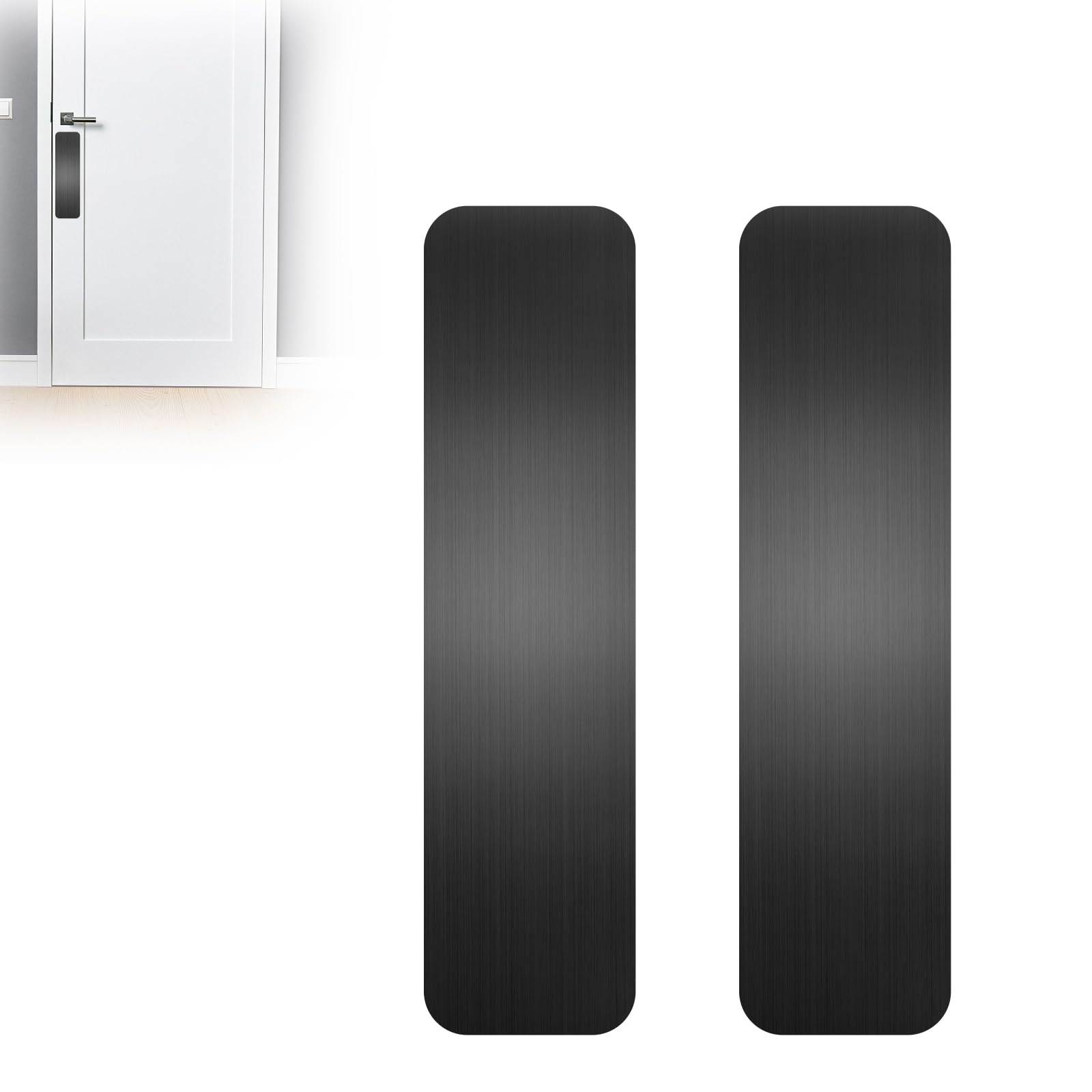 2 Placas Protectoras De Arañazos Perro Acero Inoxidable, Placa Autoadhesiva Pulgadas Para Puertas, Protección Antiarañazos Interior Y Exterior, Empuje Negra Cepillada, 4 X 16