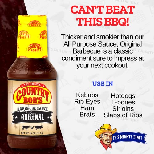 Country Bob's Barbecue Sauce Original - Organic And All Natural Bbq Sauce And Meat Marinade For Pork, Chicken, Beef, And Fish - Sweet And Savory Flavor Grill Sauces - 18Oz (Pack Of 6) #TOP1
