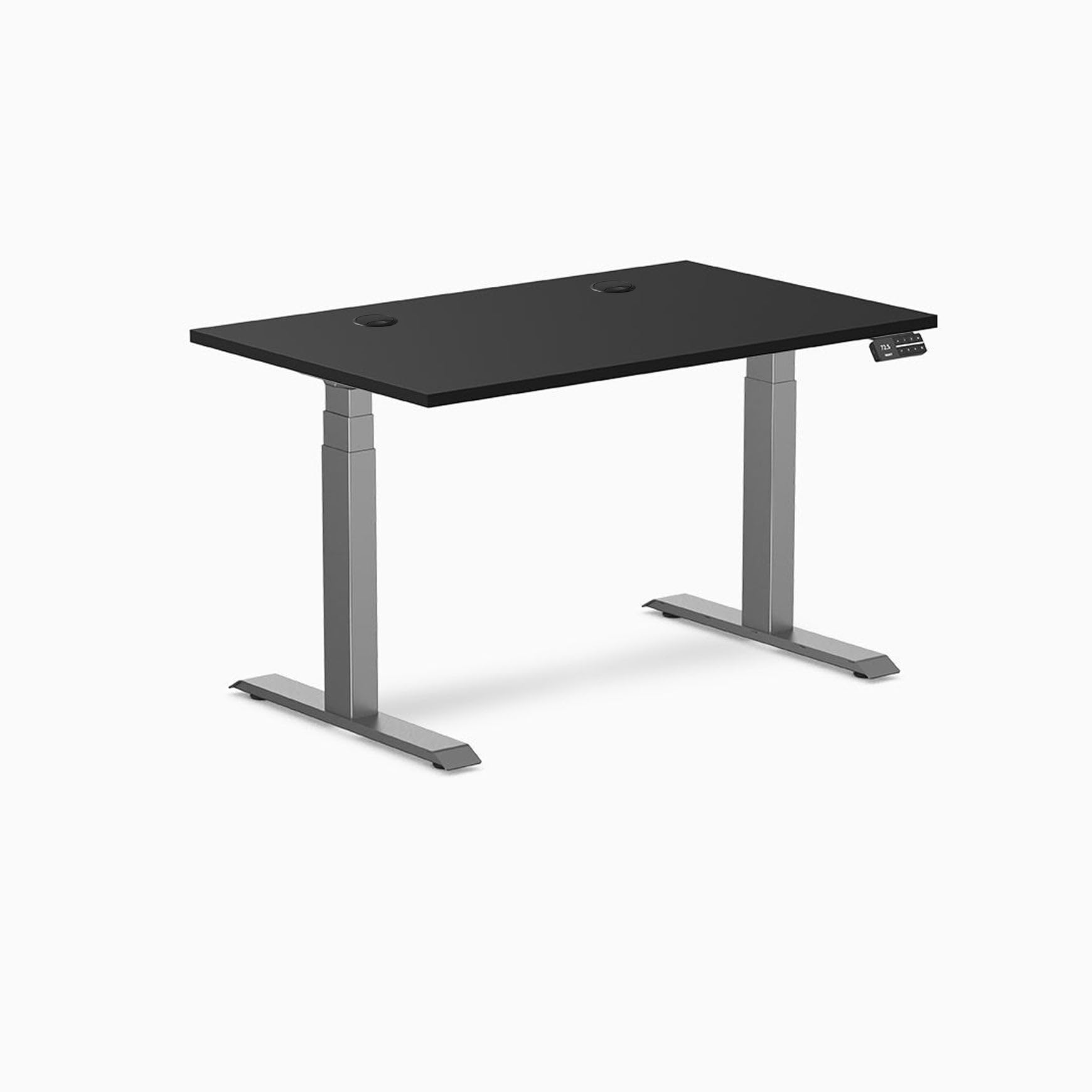 Desky Dual Laminate Sit Stand Desk Black 47.2" Grommets Space Gray