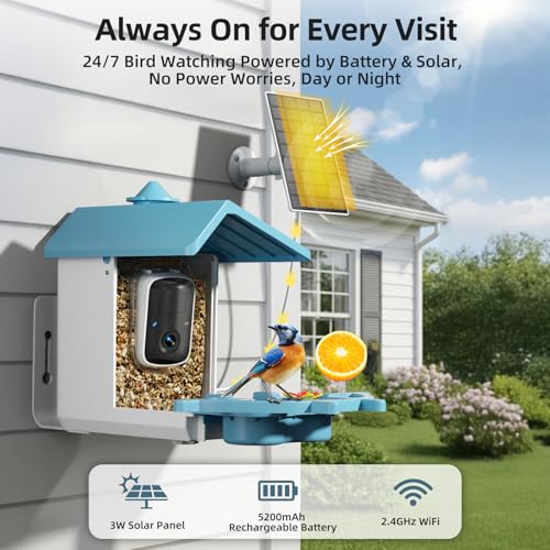 Smart Bird Feeder Camera Solar Powered