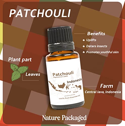 Nature Packaged Dark Patchouli Essential Oil - Bulk Essential Oil Perfume - Pure Essential Oil For Aromatherapy And Oil Diffuser - Ideal For Body & Candle-Making (15Ml) #TOP1