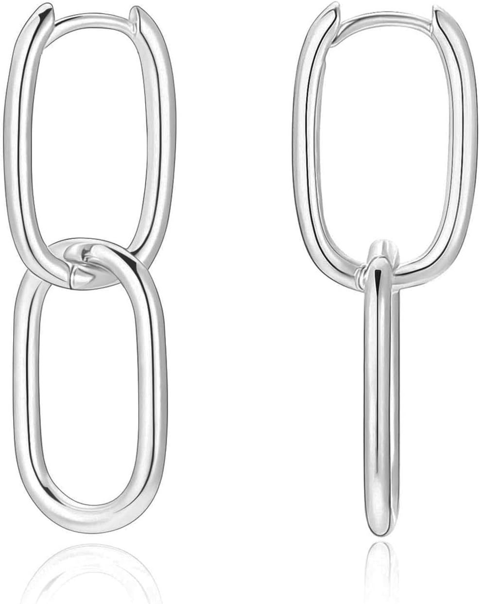 Gold Paperclip Earrings for Women 18K Gold Rectangle Hoop Earrings Square Hoops U Shape Link Hoop Earrings Chunky Hoops - Image 2