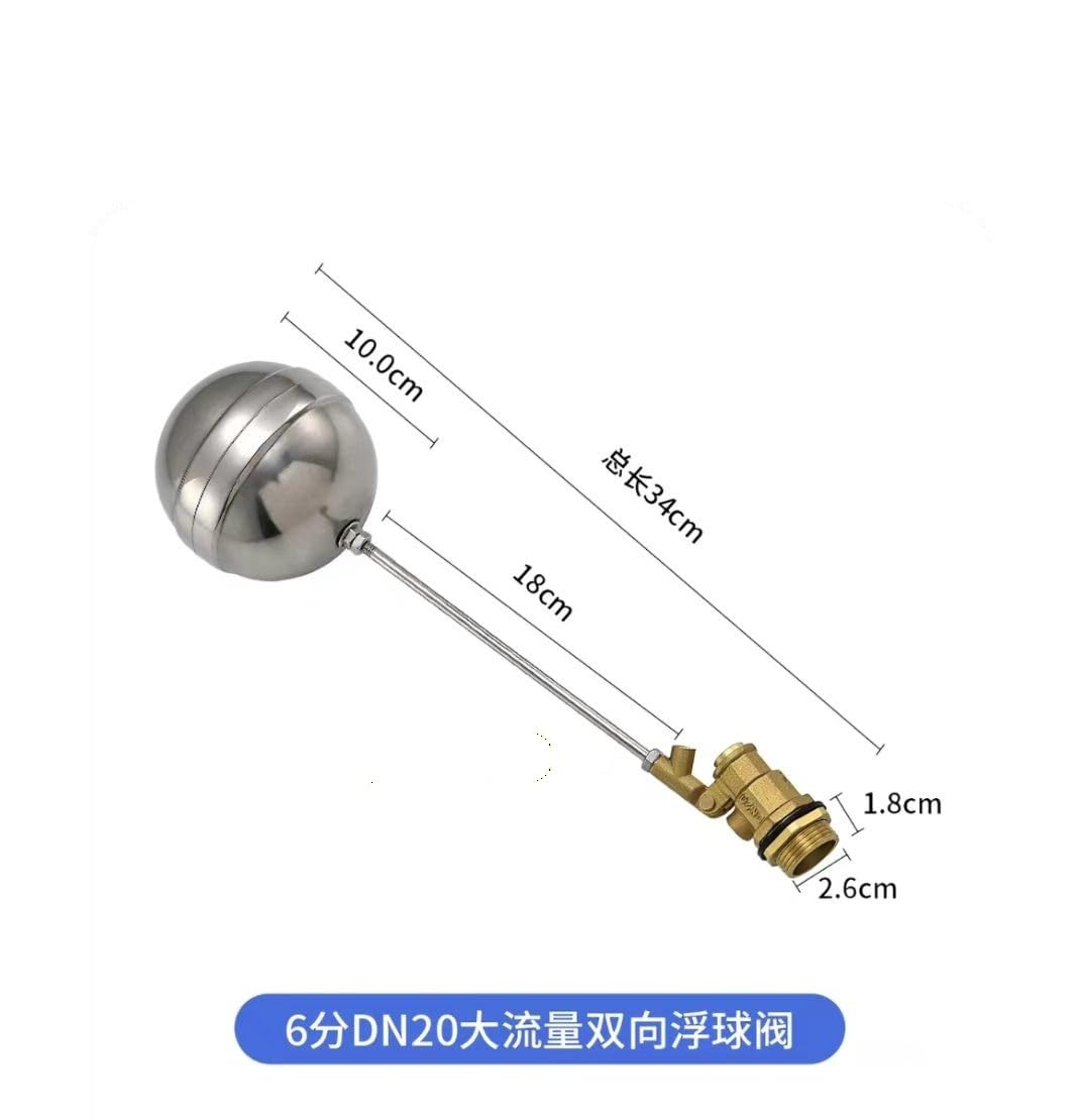 Válvula de flotador de latón for tanque de agua, control automático de nivel de agua, ajustable de 1/2 pulg.(3/4Inch)