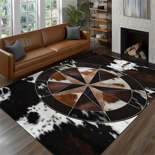 Tapete decorativo estilo western 4x5ft piel de vaca falsa miniatura 1