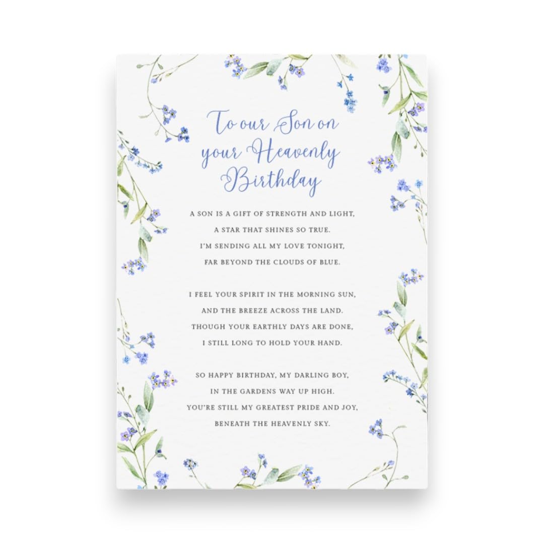 Personalised Birthday Memorial Card for Son for Graveside, Son Grave Birthday Card for Cemetery Laminated Weatherproof, WITH HOLDER STAKE