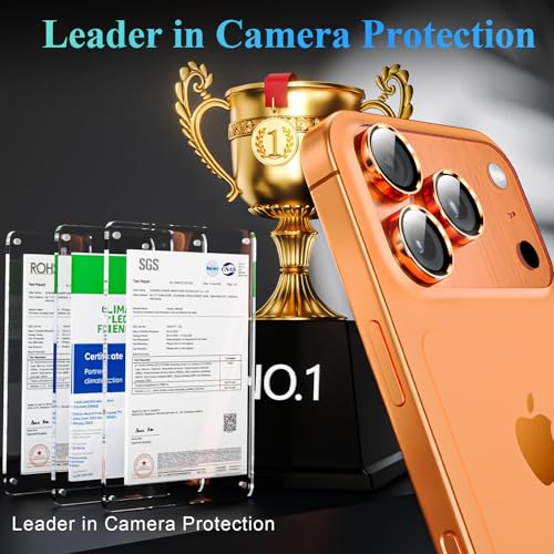 Image of YWXTW Camera Lens Protector for iPhone 17 Pro /iPhone 17 Pro Max, [1 Step Installation Tray] Tempered Glass Screen Protector Metal Custom Camera Cover Accessories Case Friendly