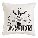 Reifen-Markt Funda de Almohada 40x40cm Marathon Marathon Corredor de maratón EE.UU. Camisa Marathon Media MARATÓN DE San Diego California Atletismo Marathon Microfibra en Color Blanco