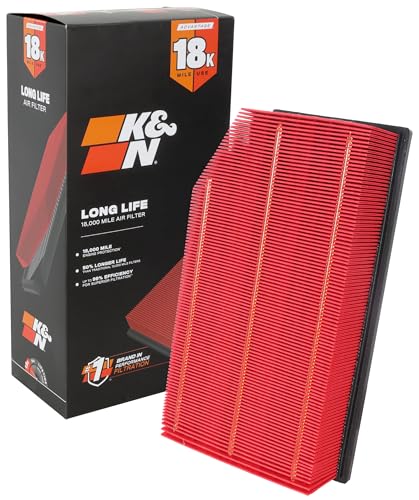 K&N Engine Air Filter: Long Life 18 000 Mile Replacement Air Filter: Compatible with 2018-2026 Jeep Wrangler JL and Gladiator KNA-5076