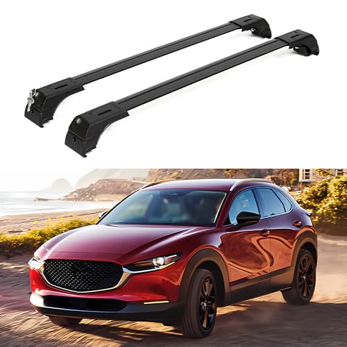 ERKUL Roof Rack Cross Bars for Mazda CX-30 2020-2026 | Aluminum Crossbars with Anti Theft Lock for Rooftop | Compatible with Flush Rails - Black
