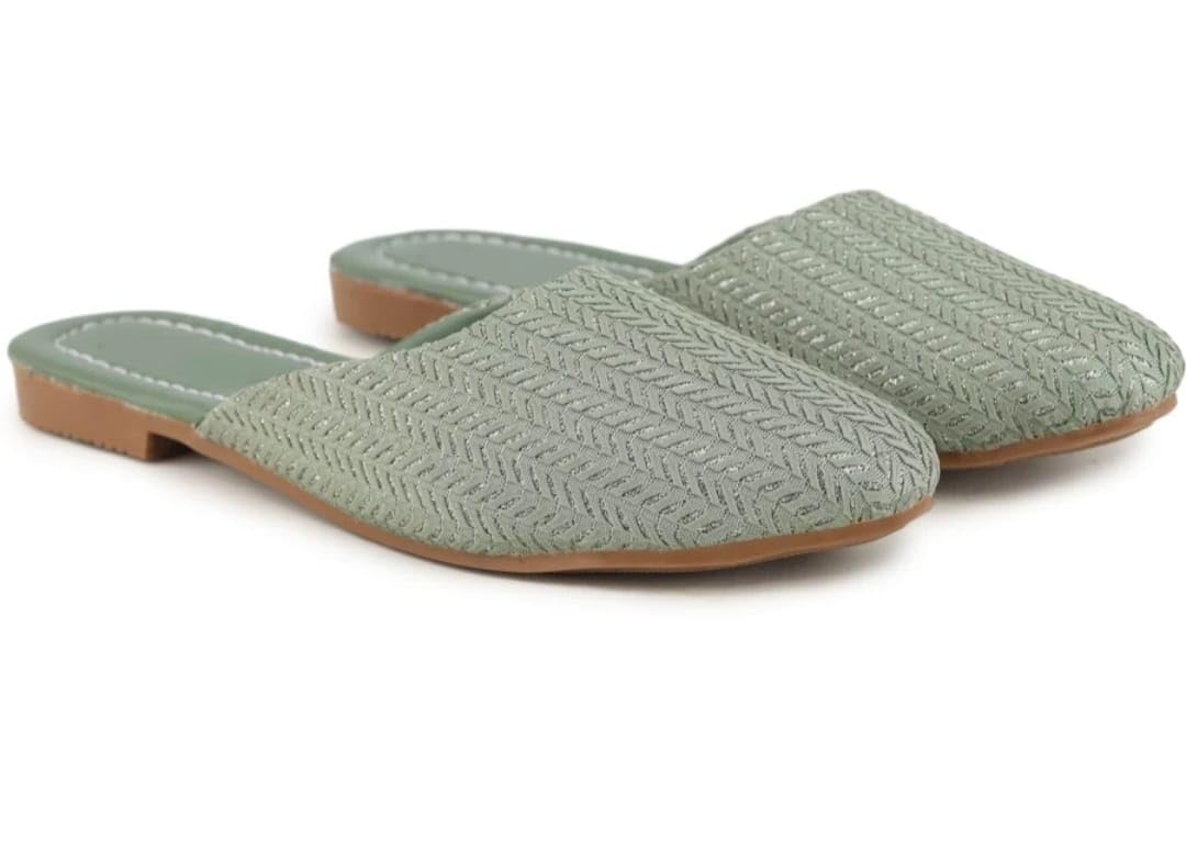 Women's Woven Texture Mule Flats, Slip-On Backless Slides with Low Block Heel-image-36