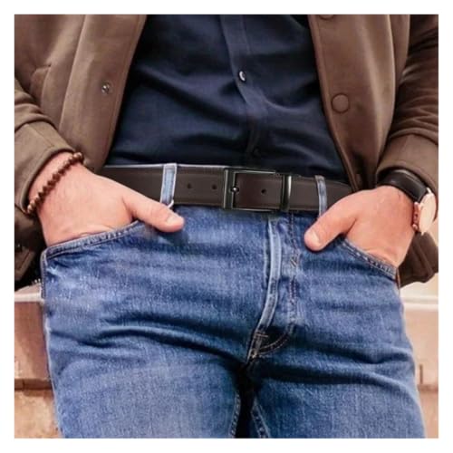 Cinturón de cuero reversible hombre formal elegante hebilla giratoria 6