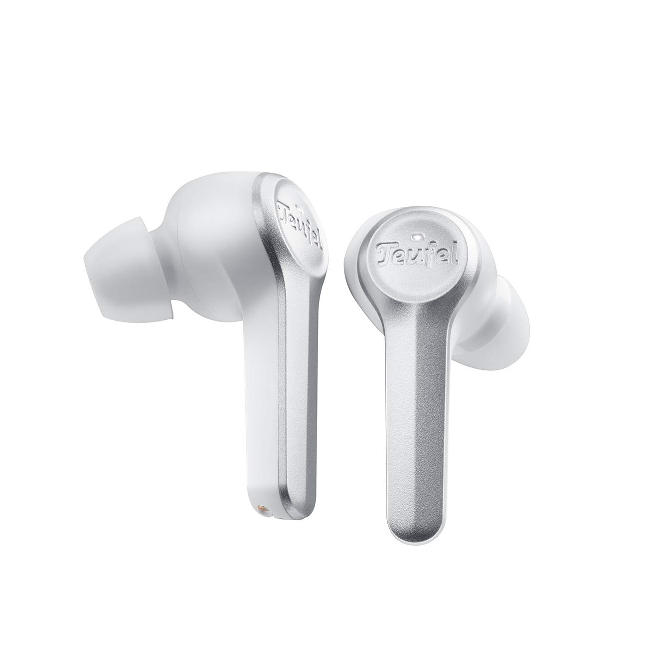 Teufel AIRY TRUE WIRELESS white in-ear headphones in their open charging case