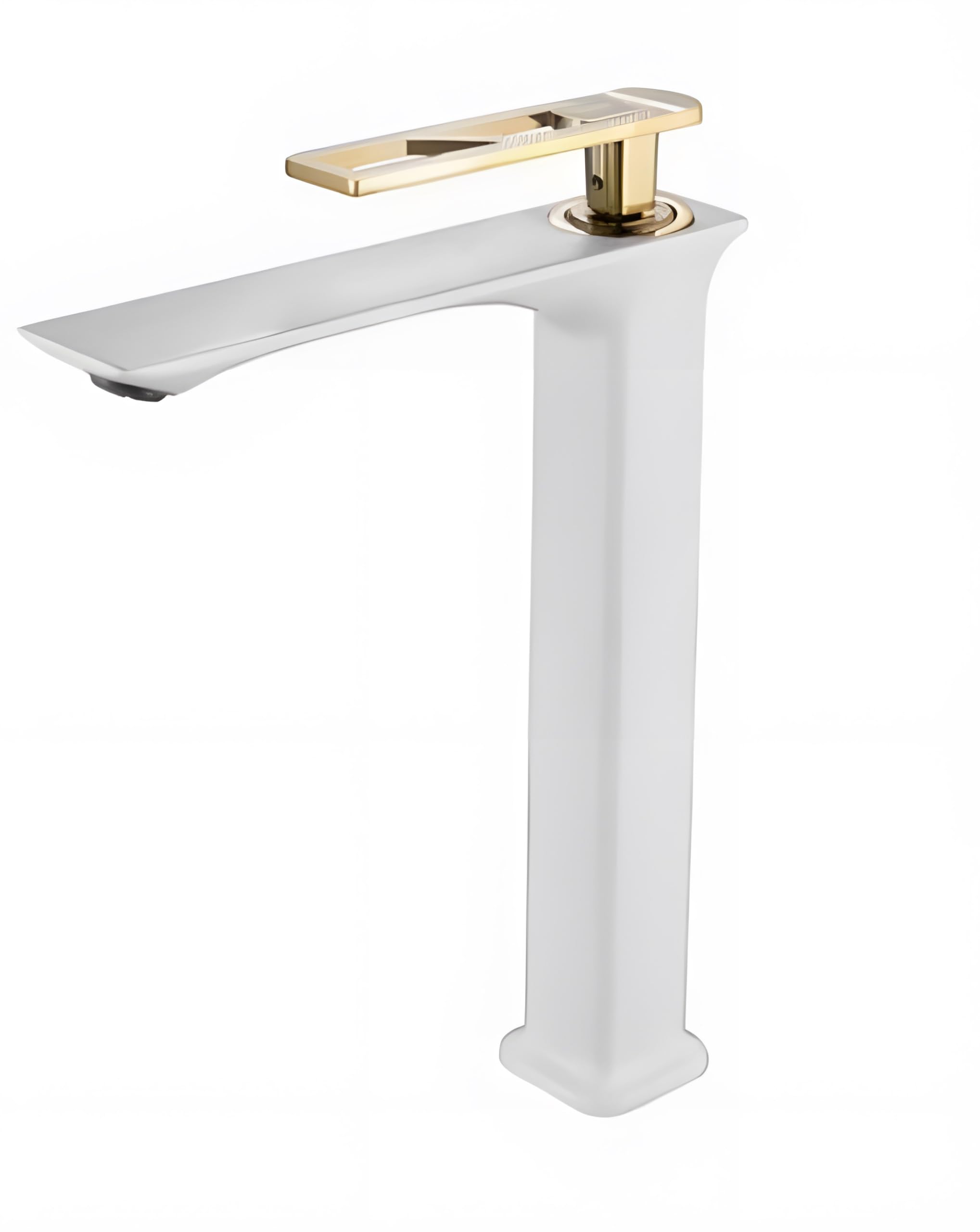 24x7 eMall White Gold Faucet Tap Mixer Hot and Cold Water Heavy Single Lever Basin Mixer 12 inches with Connector Pipes and Ceramic Cartridge for Bathroom Wash Basins - 30cm x 17 cm Golden-image-2