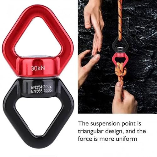 Fictory Swivel Connector 30KN, Twister Drehwirbel, 360 ° Drehbar Outdoor Rotationsgerät Sicherster Swing Schwenkverbinder für Klettern, Yoga, Hängematte, Aerial Dance(rot schwarz)