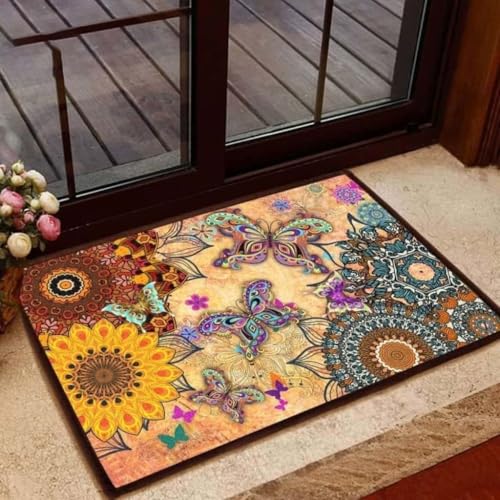 ���փ}�b�g �f���炵�����̙�䶗� 50×80cm doormat Amazing Butterfly Mandala