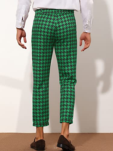 Lars Amadeus Houndstooth Pants for Men's Slim Fit Plaid Cropped Dress Pants3