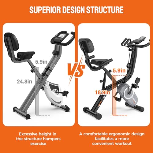 Folding Exercise Bike Magnetic Resistance,8-Level Resistance Adjustment, 330LB Capacity 5-in-1 Stationary Bike, Enhanced Comfort Design Ideal for the Entire Family - Image 3