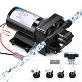 GEARBONE 2026 Upgraded RV Water Pump 12V DC, 6.0 GPM High Flow Self Priming Diaphragm Pump, 70 PSI Ultra Quiet Automatic Fresh Water Pump with Pressure Switch, for RV, Marine, Yacht, Agriculture