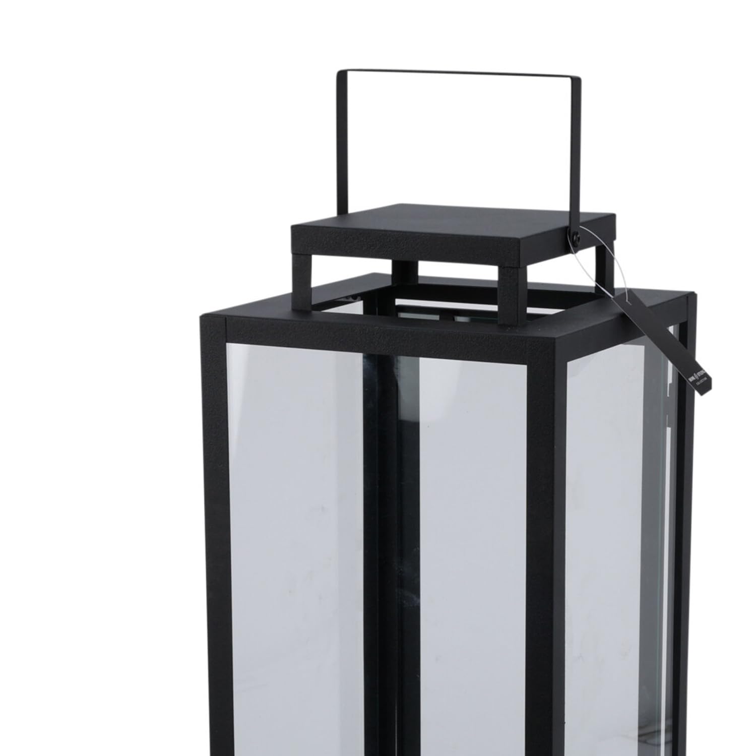 Set di 2 lanterne da giardino, lanterne in metallo, per esterni, in metallo, colore nero, altezza 50/40 cm