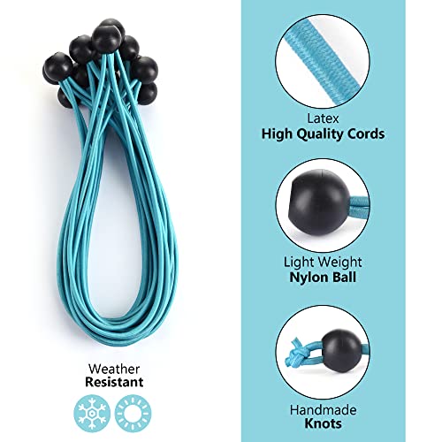 11 Inch Heavy Duty Ball Bungee Cords, 15 Pack - Adjustable Rubber Tie Down Cords For Outdoor, Tarps, Camping, Patio And More #TOP2