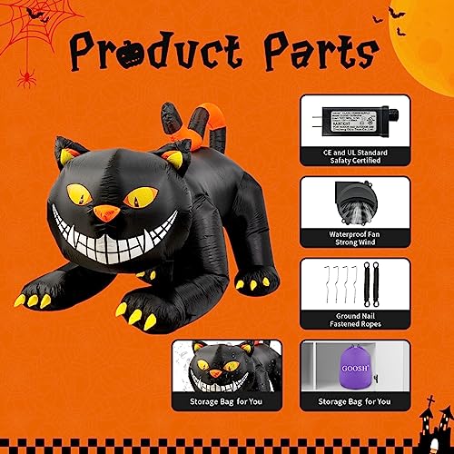 GOOSH 6 FT Halloween Inflatables Outdoor Black Cat with Shakable Head の商品画像 6
