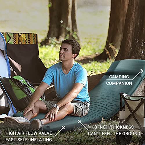 Camping Isomatte - 8 cm UltraThick Elastic Foam Selbstaufblasende Camping Matte mit Kissen Schnell Aufblasen in 25s für… - Image 7